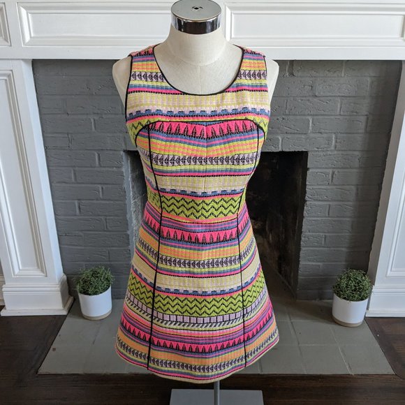 Milly Dresses & Skirts - MILLY Size 2 Mini Dress Raffia Neon Shift Multicolor $425
